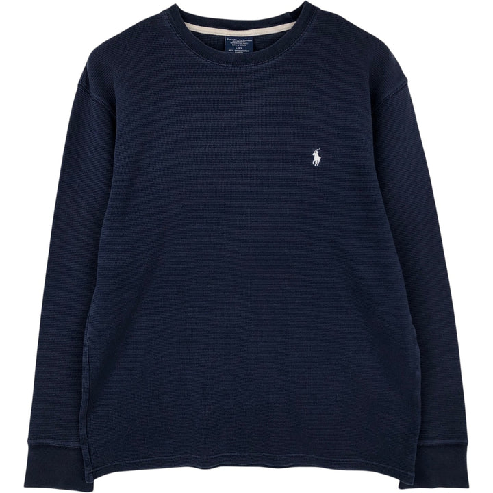 Ralph Lauren POLO RALPH LAUREN SLEEPWEAR Thermal Long T-shirt Waffle Men's L size cotton navy blue type Vintage Second Hand