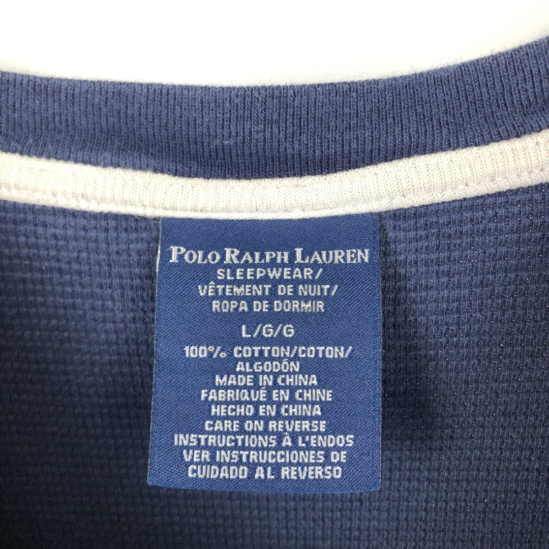 Ralph Lauren POLO RALPH LAUREN SLEEPWEAR Thermal Long T-shirt Waffle Men's L size cotton navy blue type Vintage Second Hand