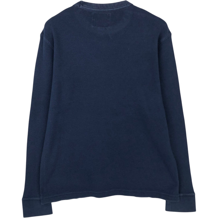 St. John's Bay Thermal Long-Sleeve T-Shirt, Waffle Knit, Men's Size L (equivalent) cotton navy blue type Vintage Second Hand