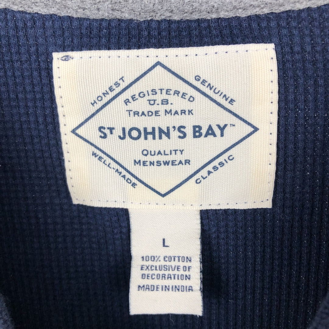 St. John's Bay Thermal Long-Sleeve T-Shirt, Waffle Knit, Men's Size L (equivalent) cotton navy blue type Vintage Second Hand