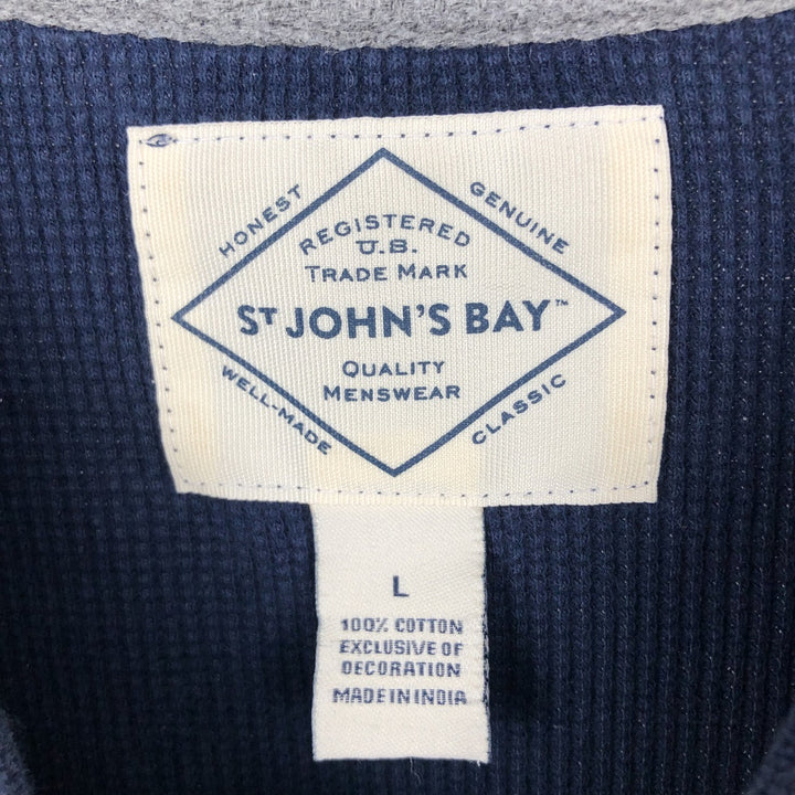 St. John's Bay Thermal Long-Sleeve T-Shirt, Waffle Knit, Men's Size L (equivalent) cotton navy blue type Vintage Second Hand