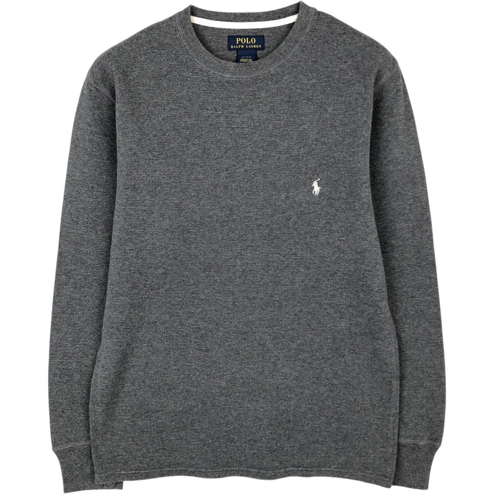 Ralph Lauren POLO RALPH LAUREN Thermal Long T-shirt Waffle Men's M size cotton Charcoal Vintage Second Hand