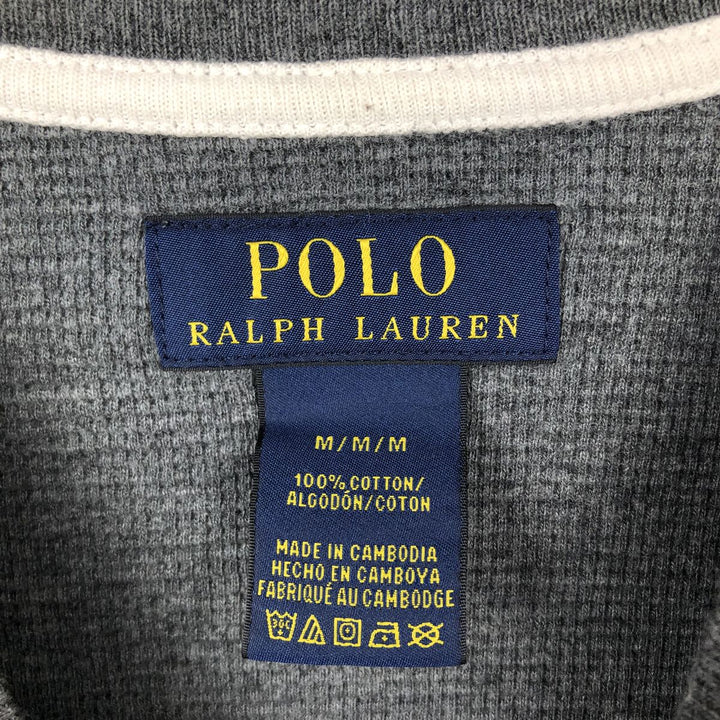 Ralph Lauren POLO RALPH LAUREN Thermal Long T-shirt Waffle Men's M size cotton Charcoal Vintage Second Hand