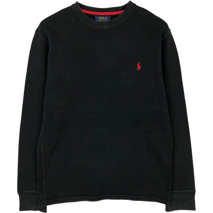 Ralph Lauren POLO RALPH LAUREN Thermal Long T-shirt Waffle Men's M size cotton black type Vintage Second Hand
