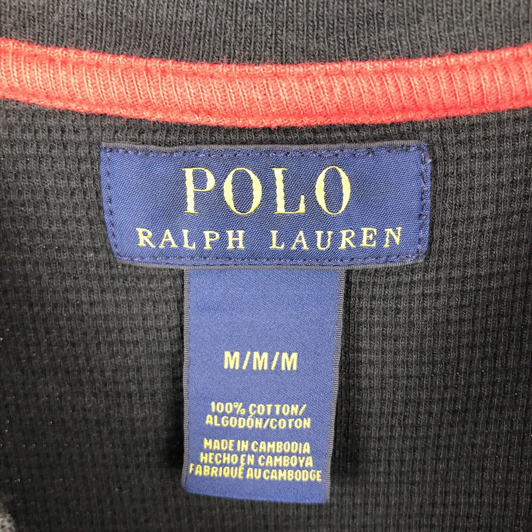 Ralph Lauren POLO RALPH LAUREN Thermal Long T-shirt Waffle Men's M size cotton black type Vintage Second Hand