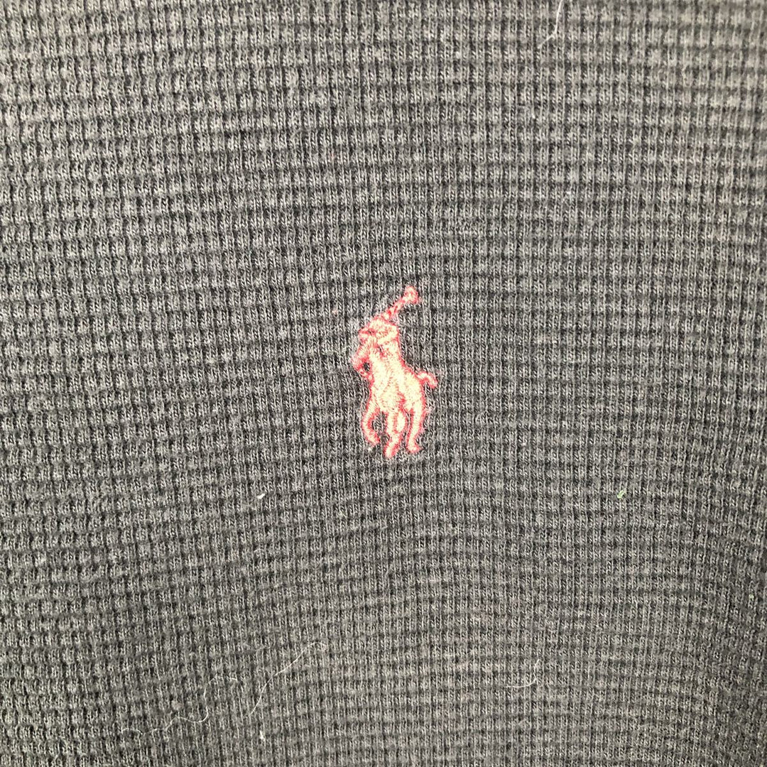 Ralph Lauren POLO RALPH LAUREN Thermal Long T-shirt Waffle Men's M size cotton black type Vintage Second Hand