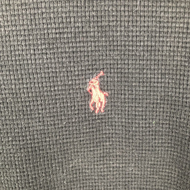 Ralph Lauren POLO RALPH LAUREN Thermal Long T-shirt Waffle Men's M size cotton black type Vintage Second Hand