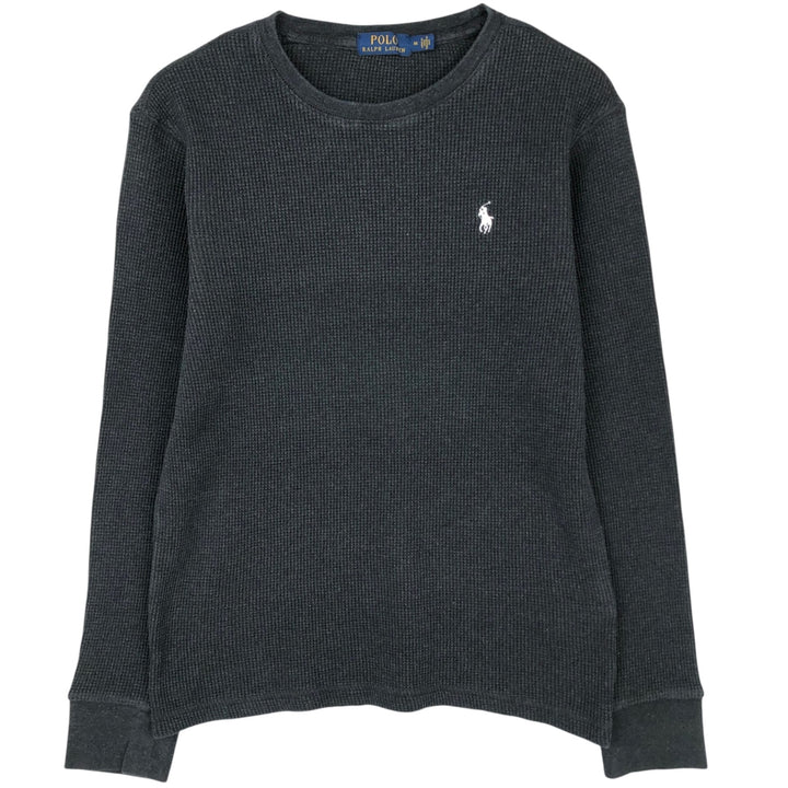 Ralph Lauren POLO RALPH LAUREN Thermal Long T-shirt Waffle Men's M size cotton black type Vintage Second Hand