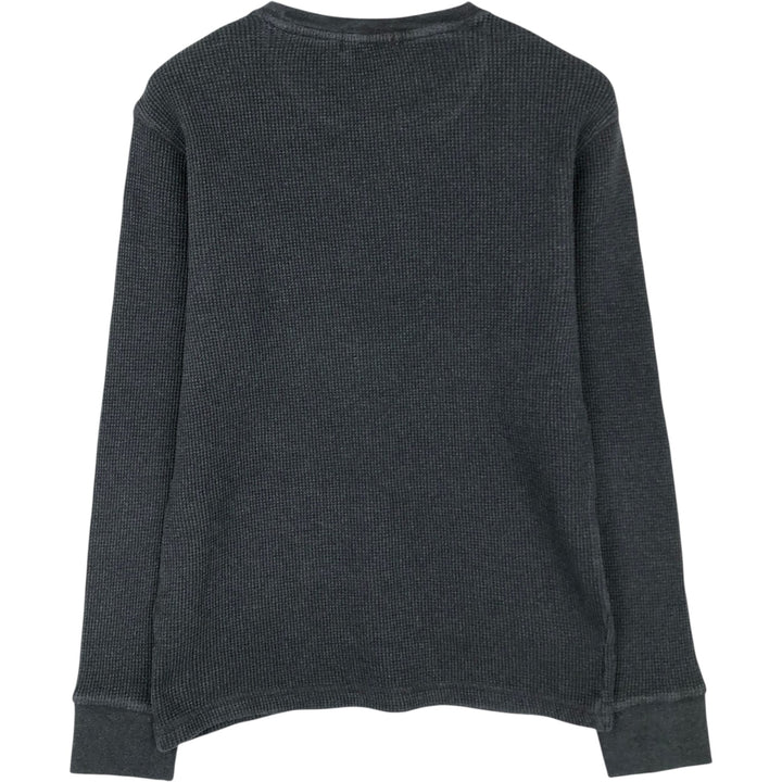 Ralph Lauren POLO RALPH LAUREN Thermal Long T-shirt Waffle Men's M size cotton black type Vintage Second Hand