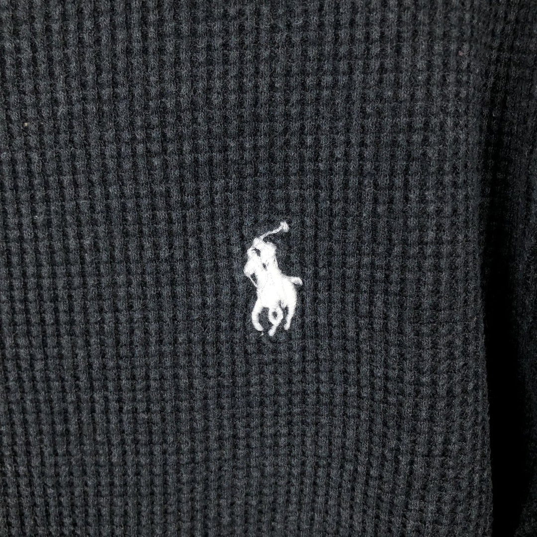 Ralph Lauren POLO RALPH LAUREN Thermal Long T-shirt Waffle Men's M size cotton black type Vintage Second Hand