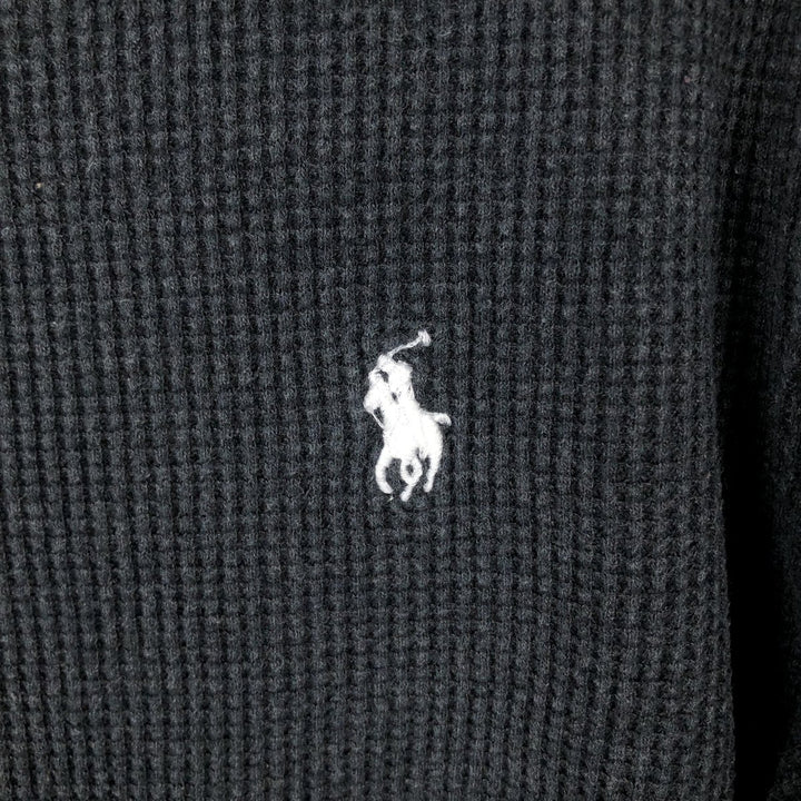 Ralph Lauren POLO RALPH LAUREN Thermal Long T-shirt Waffle Men's M size cotton black type Vintage Second Hand