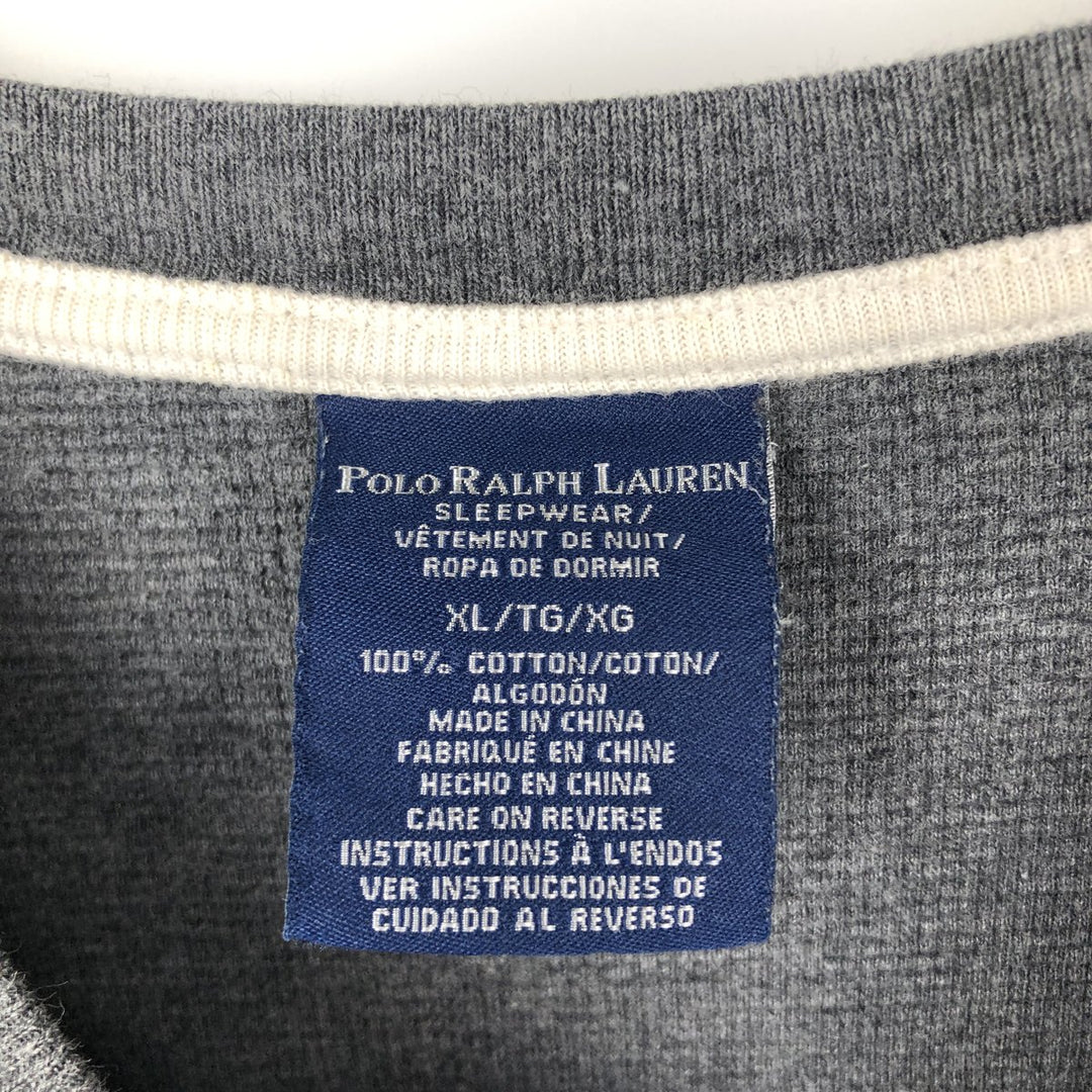 Ralph Lauren POLO RALPH LAUREN SLEEPWEAR Thermal Long T-shirt Waffle Men's XL cotton Charcoal Vintage Second Hand