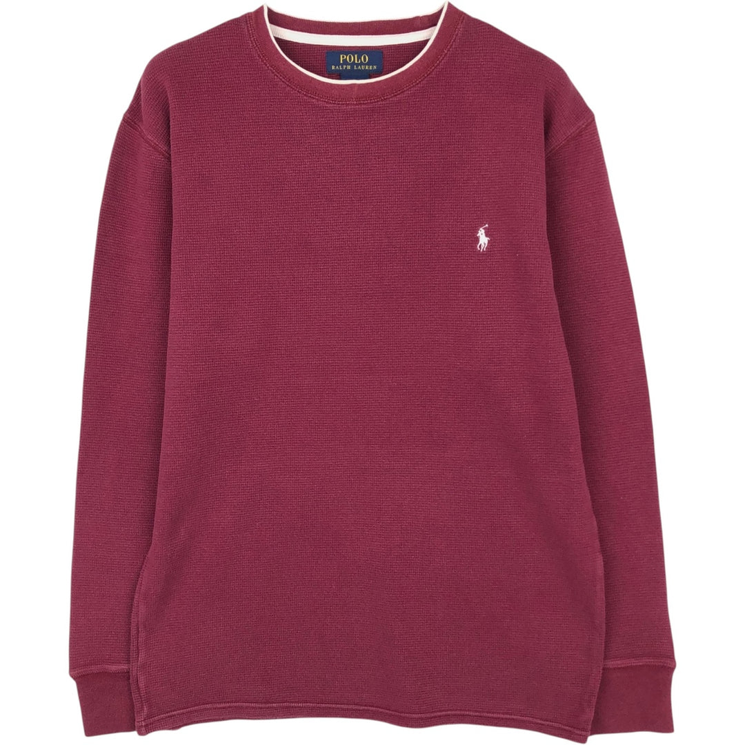 Ralph Lauren POLO RALPH LAUREN Thermal Ron T Waffle Men's L size cotton Red type red-purple Vintage Second Hand