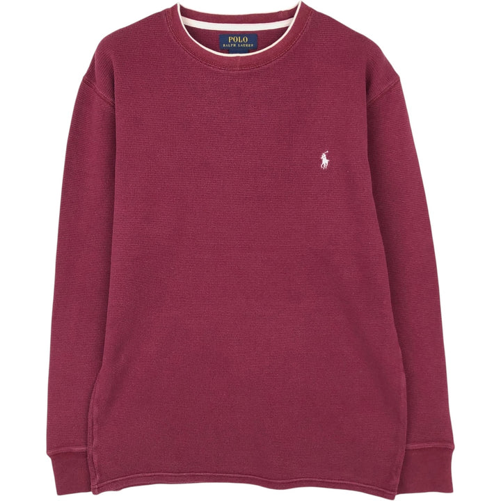 Ralph Lauren POLO RALPH LAUREN Thermal Ron T Waffle Men's L size cotton Red type red-purple Vintage Second Hand