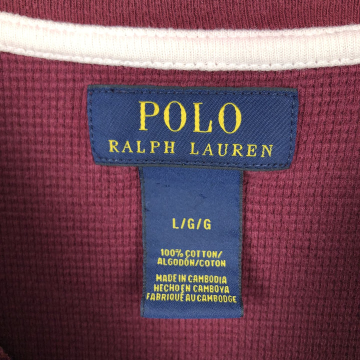 Ralph Lauren POLO RALPH LAUREN Thermal Ron T Waffle Men's L size cotton Red type red-purple Vintage Second Hand