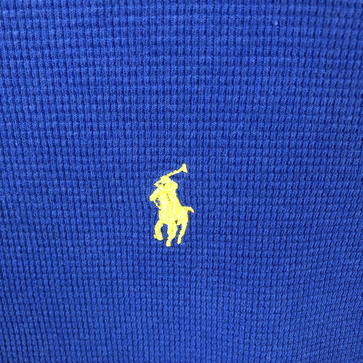 Ralph Lauren POLO RALPH LAUREN SLEEPWEAR V-neck thermal long sleeve T-shirt waffle men's L size cotton blue type Vintage Second Hand