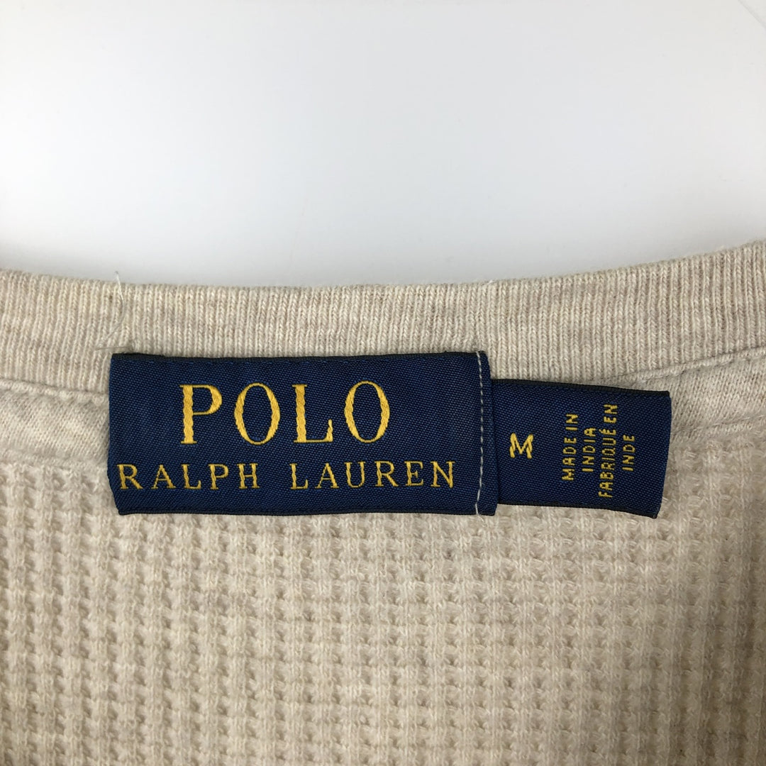 Ralph Lauren POLO RALPH LAUREN Thermal Long T-shirt Waffle Men's M size cotton Beige type Vintage Second Hand