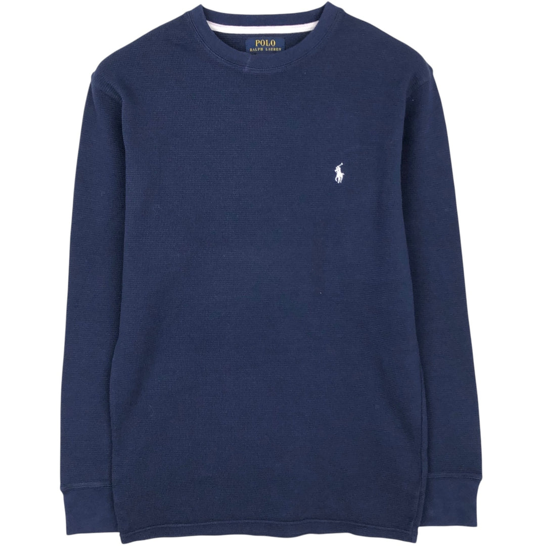 Ralph Lauren POLO RALPH LAUREN Thermal Long T-shirt Waffle Men's M size cotton navy blue type Vintage Second Hand