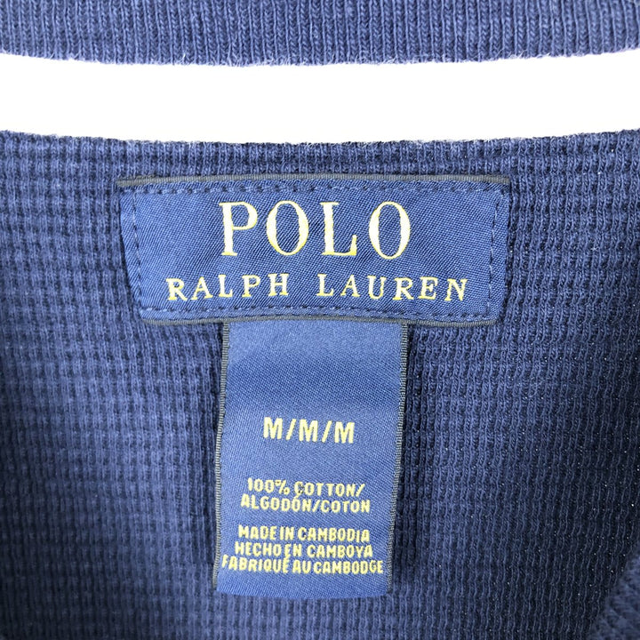 Ralph Lauren POLO RALPH LAUREN Thermal Long T-shirt Waffle Men's M size cotton navy blue type Vintage Second Hand