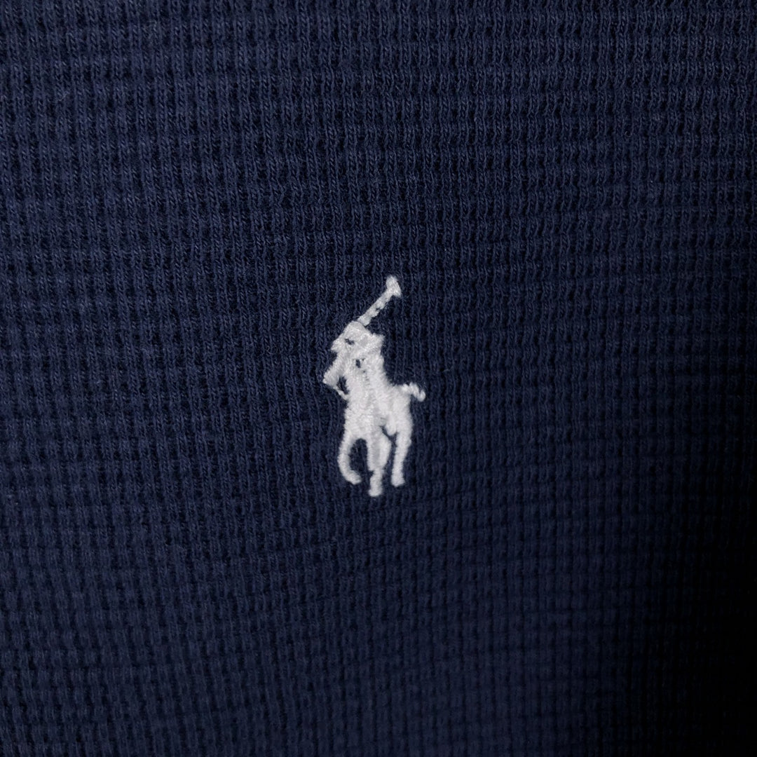 Ralph Lauren POLO RALPH LAUREN Thermal Long T-shirt Waffle Men's M size cotton navy blue type Vintage Second Hand