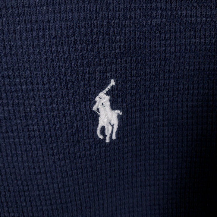 Ralph Lauren POLO RALPH LAUREN Thermal Long T-shirt Waffle Men's M size cotton navy blue type Vintage Second Hand