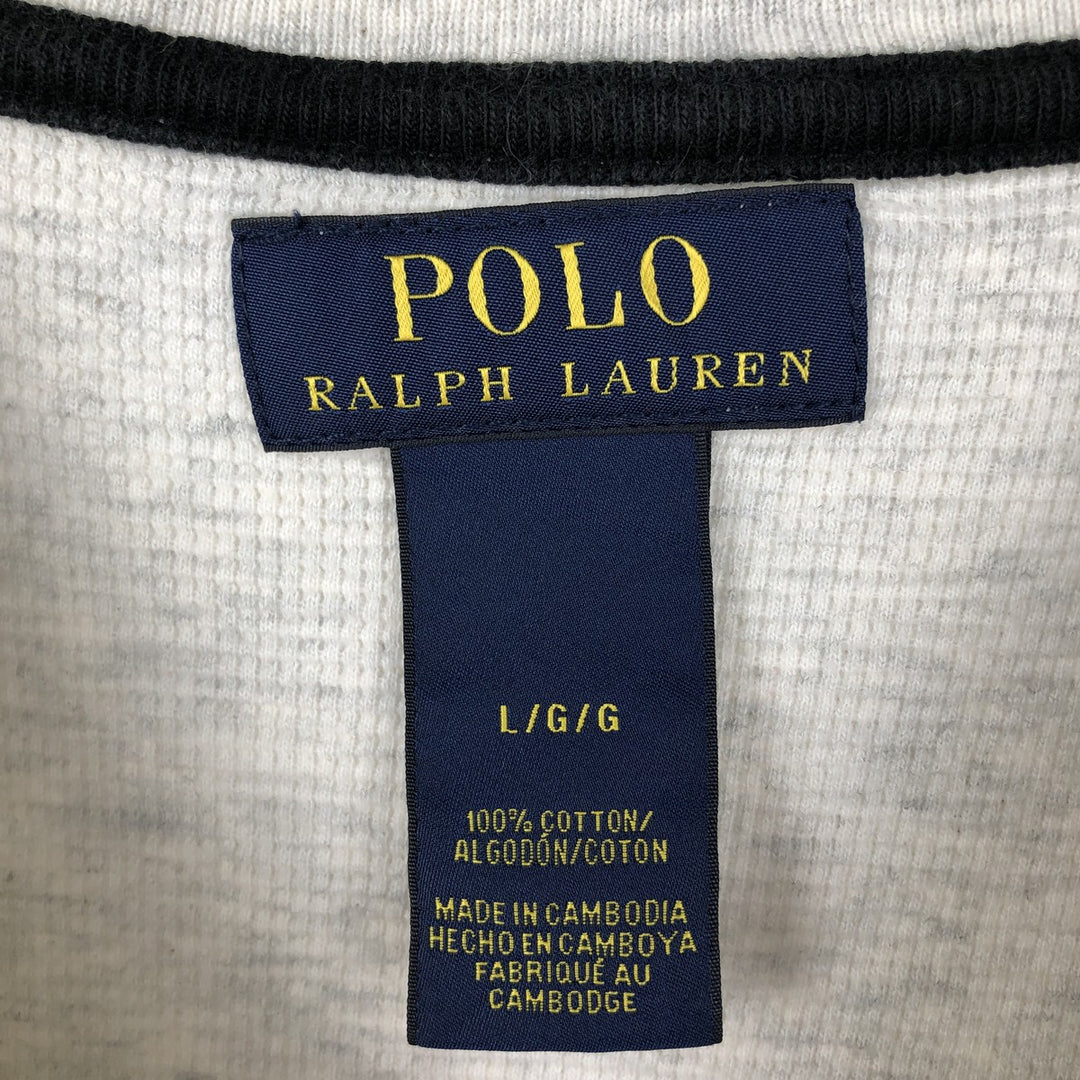 Ralph Lauren POLO RALPH LAUREN Thermal Ron T Waffle Men's L size cotton ivory Vintage Second Hand