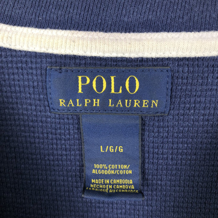 Ralph Lauren POLO RALPH LAUREN Thermal Ron T Waffle Men's L size cotton navy blue type Vintage Second Hand