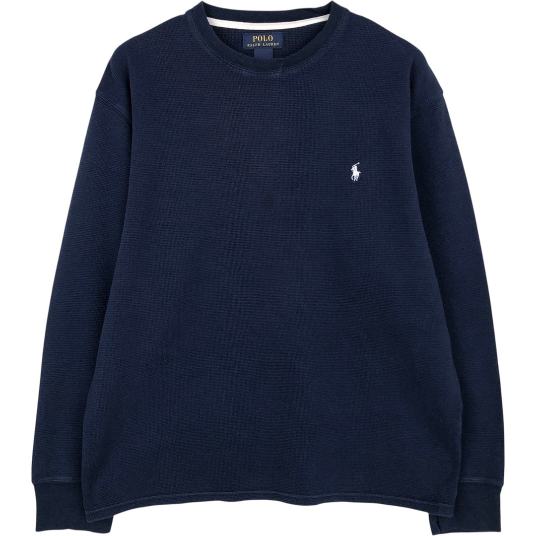 Ralph Lauren POLO RALPH LAUREN Thermal Long T-shirt Waffle Men's XL cotton navy blue type Vintage Second Hand