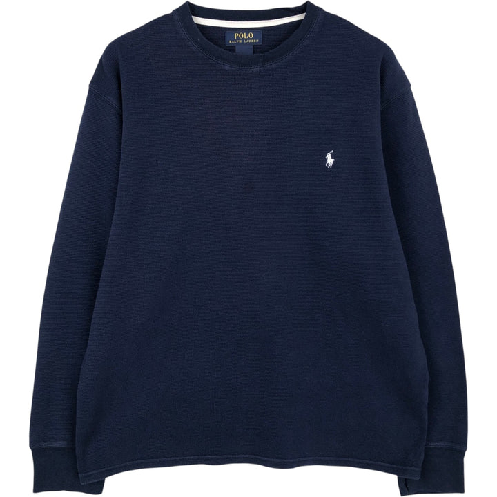 Ralph Lauren POLO RALPH LAUREN Thermal Long T-shirt Waffle Men's XL cotton navy blue type Vintage Second Hand