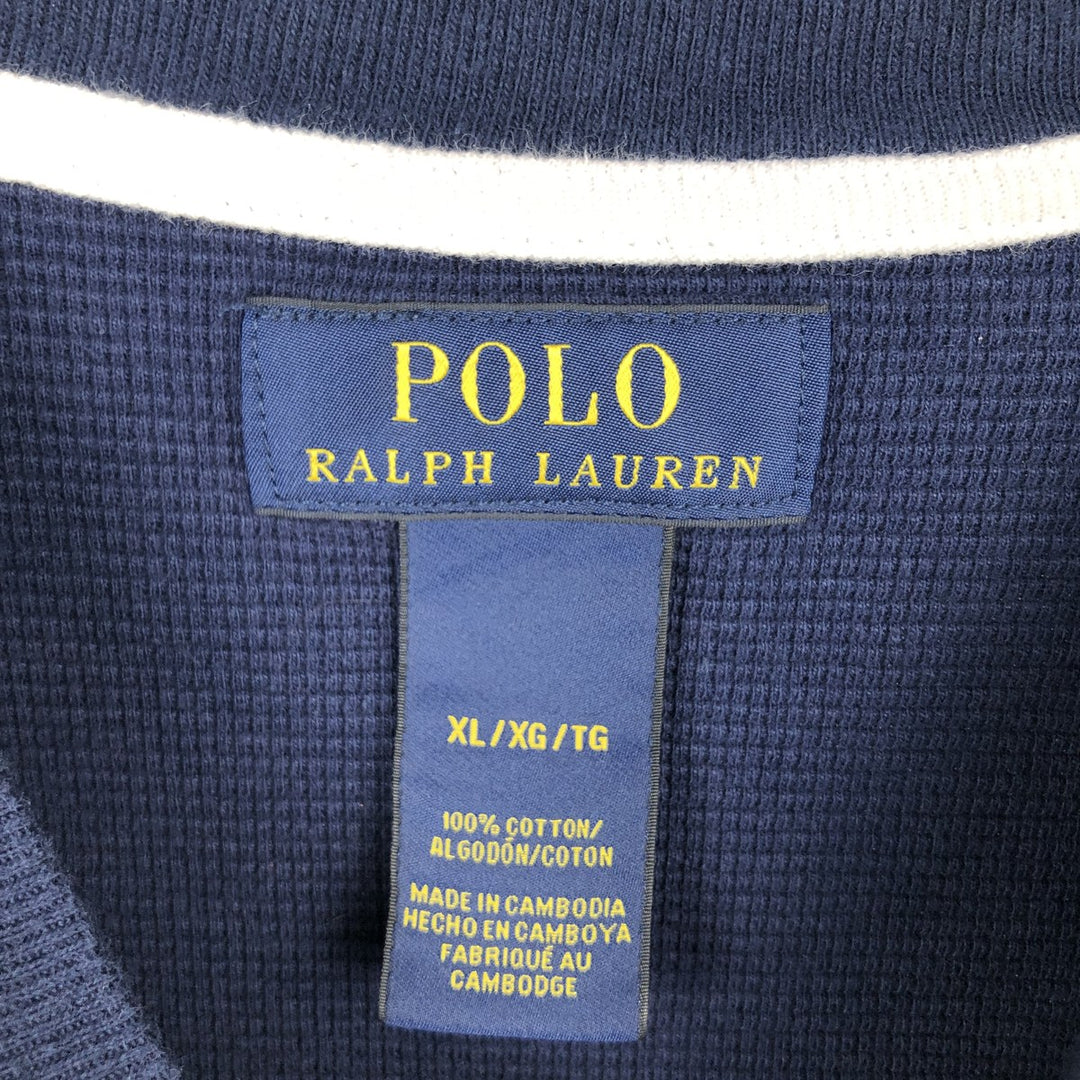 Ralph Lauren POLO RALPH LAUREN Thermal Long T-shirt Waffle Men's XL cotton navy blue type Vintage Second Hand