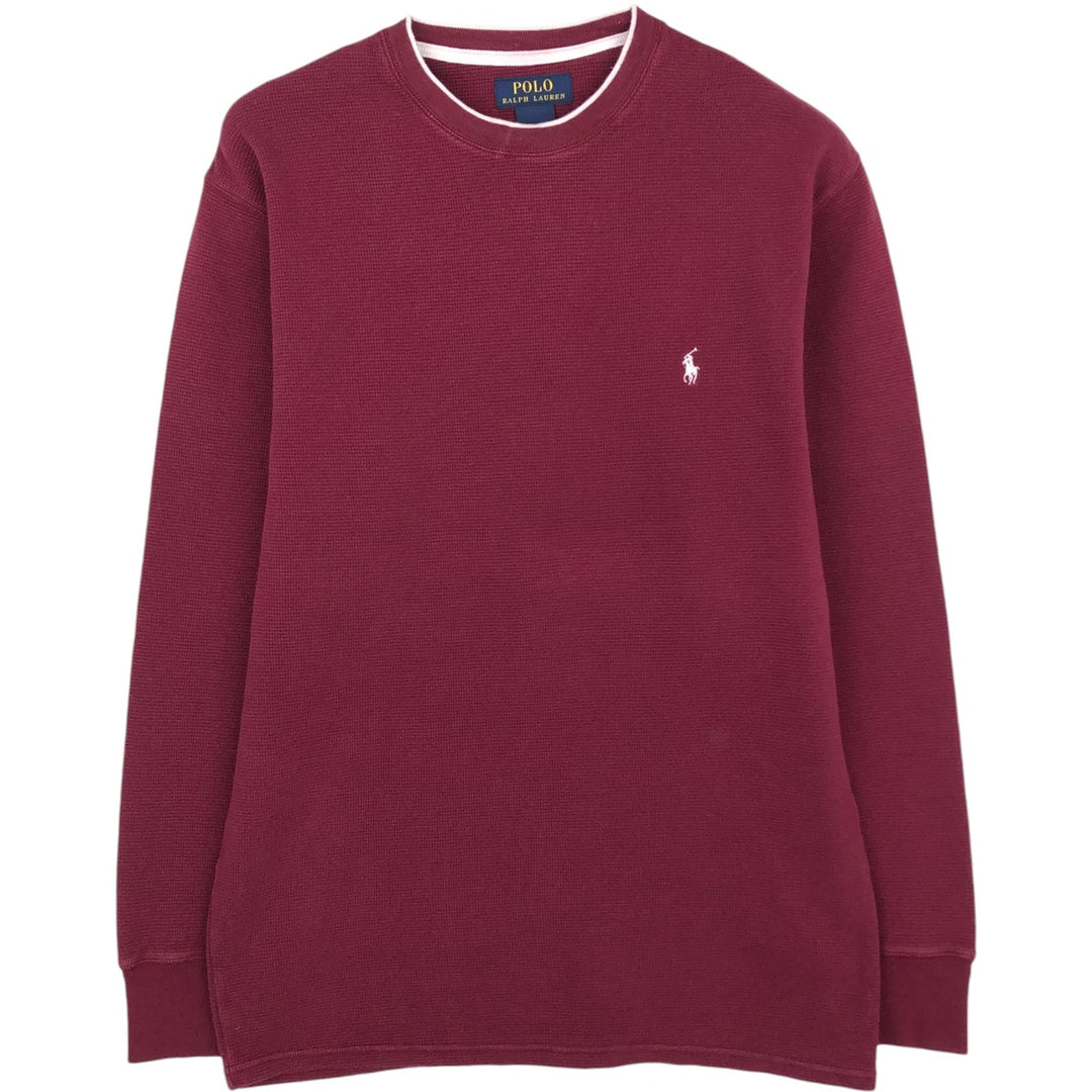 Ralph Lauren POLO RALPH LAUREN Thermal Ron T Waffle Men's L size cotton Red type red-purple Vintage Second Hand