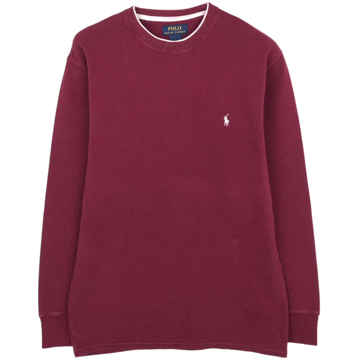 Ralph Lauren POLO RALPH LAUREN Thermal Ron T Waffle Men's L size cotton Red type red-purple Vintage Second Hand