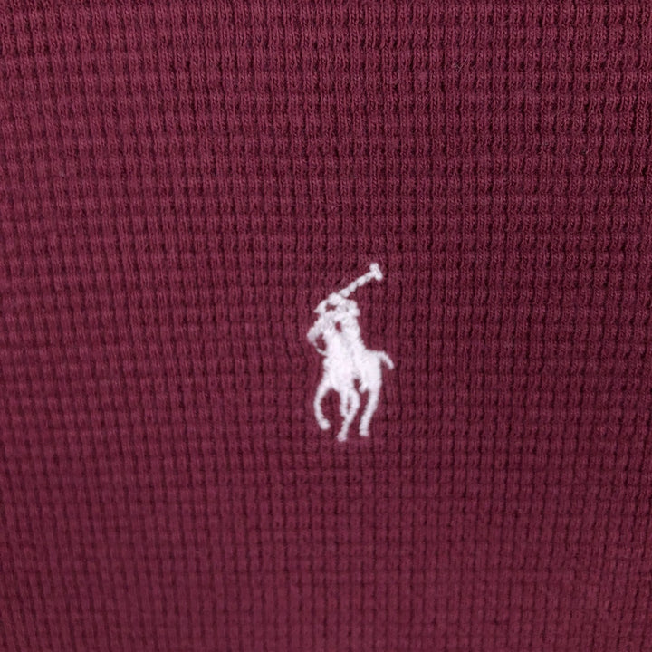 Ralph Lauren POLO RALPH LAUREN Thermal Ron T Waffle Men's L size cotton Red type red-purple Vintage Second Hand