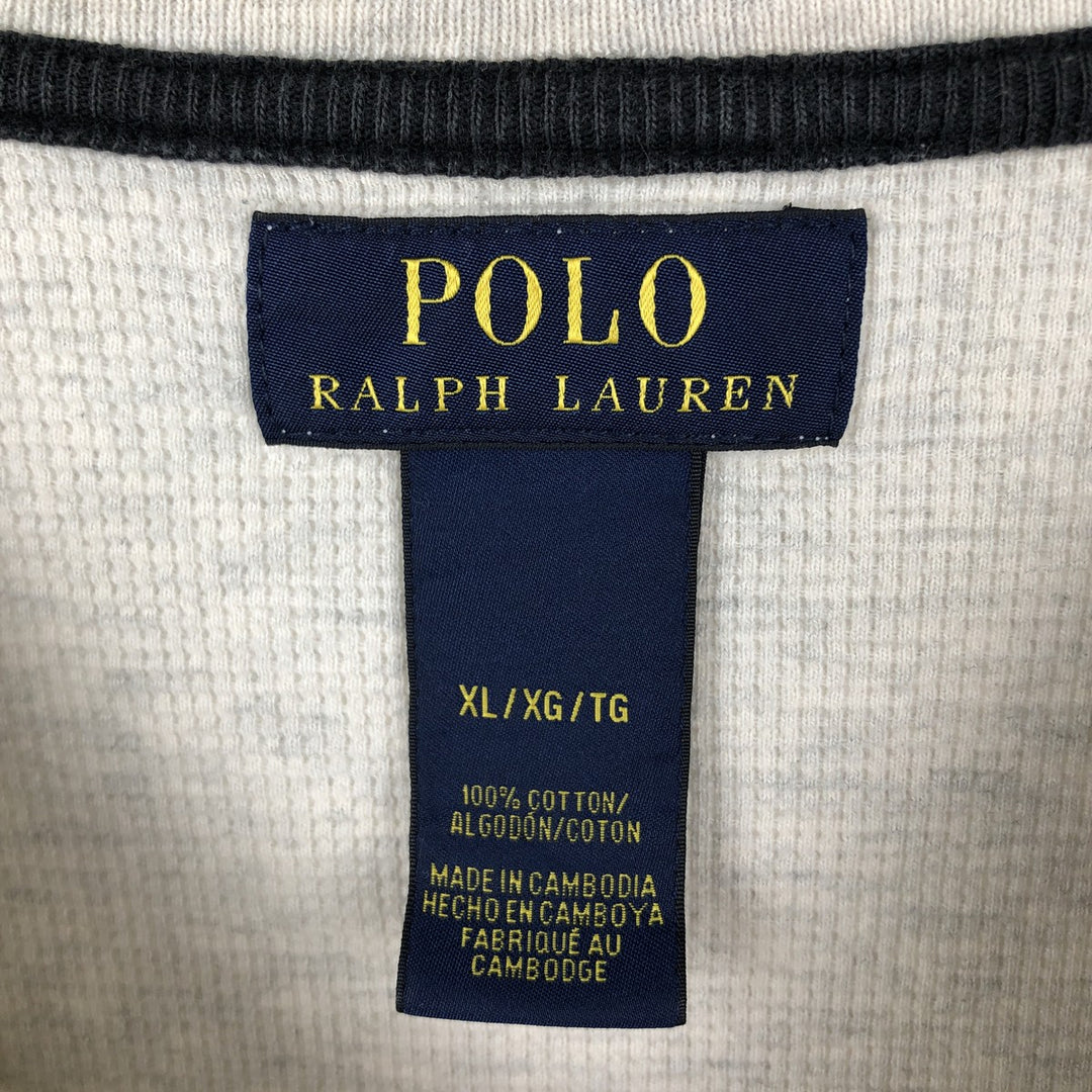 Ralph Lauren POLO RALPH LAUREN Thermal Long T-shirt Waffle Men's XL cotton ivory Vintage Second Hand