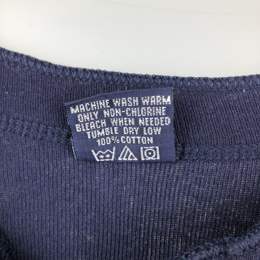 90'S Duofold Henley Neck Thermal Long-Sleeve T-Shirt, Made in USA, Men's Size L (Equivalent), Vintage cotton navy blue type Vintage Second Hand