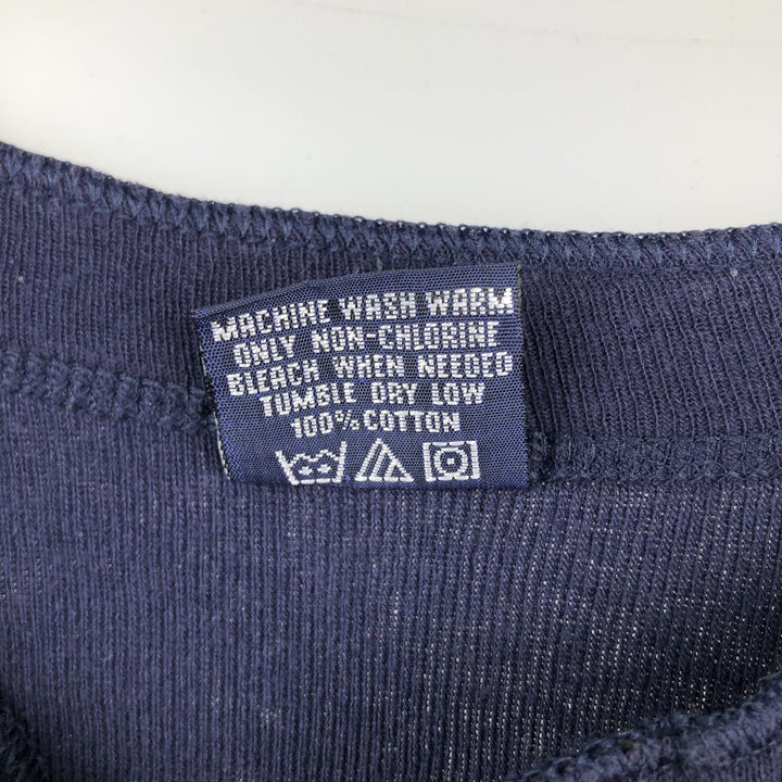 90'S Duofold Henley Neck Thermal Long-Sleeve T-Shirt, Made in USA, Men's Size L (Equivalent), Vintage cotton navy blue type Vintage Second Hand