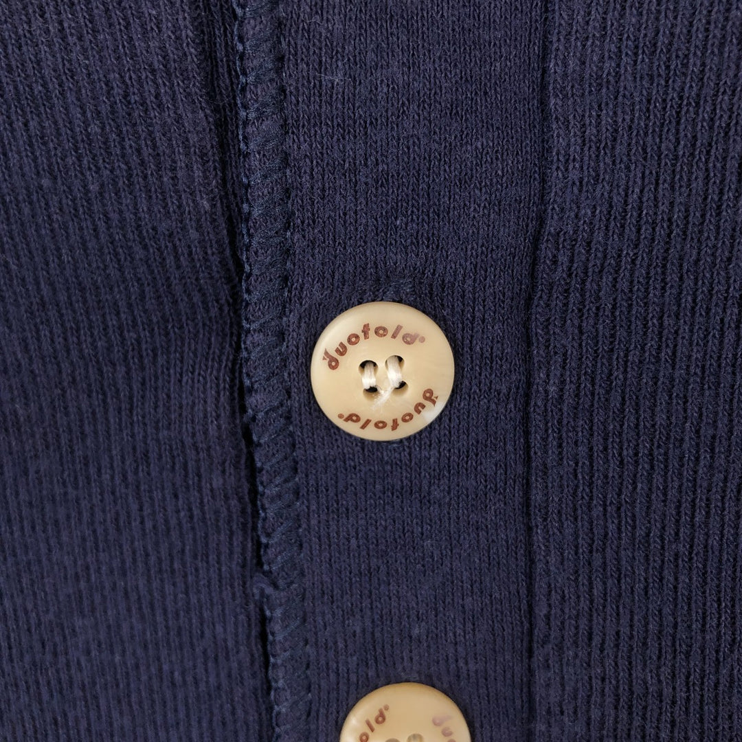 90'S Duofold Henley Neck Thermal Long-Sleeve T-Shirt, Made in USA, Men's Size L (Equivalent), Vintage cotton navy blue type Vintage Second Hand