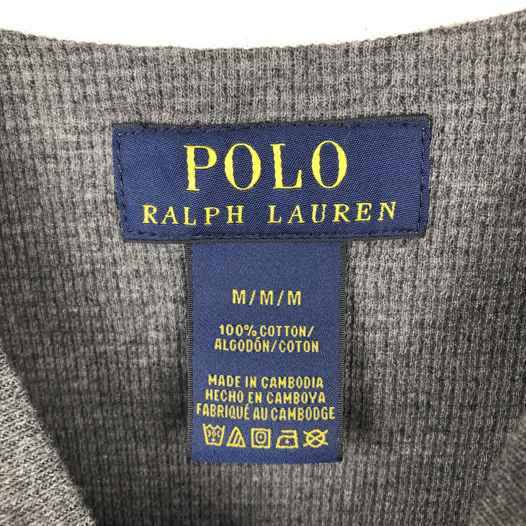 Ralph Lauren POLO RALPH LAUREN Thermal Long T-shirt Waffle Men's M size cotton Charcoal Vintage Second Hand