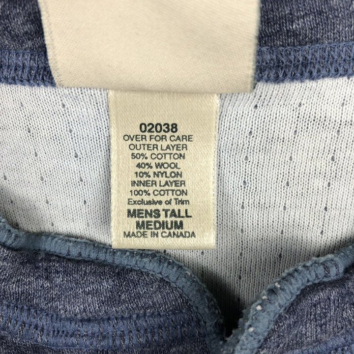 LLBean Henley Neck Long-Sleeve T-Shirt, Made in Canada, Men's Size M (approx.) cotton navy blue type Vintage Second Hand