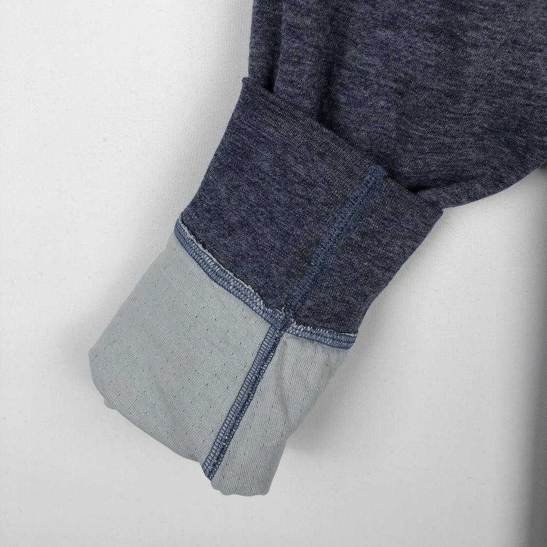 LLBean Henley Neck Long-Sleeve T-Shirt, Made in Canada, Men's Size M (approx.) cotton navy blue type Vintage Second Hand