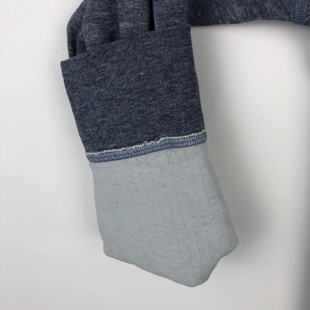 LLBean Henley Neck Long-Sleeve T-Shirt, Made in Canada, Men's Size M (approx.) cotton navy blue type Vintage Second Hand
