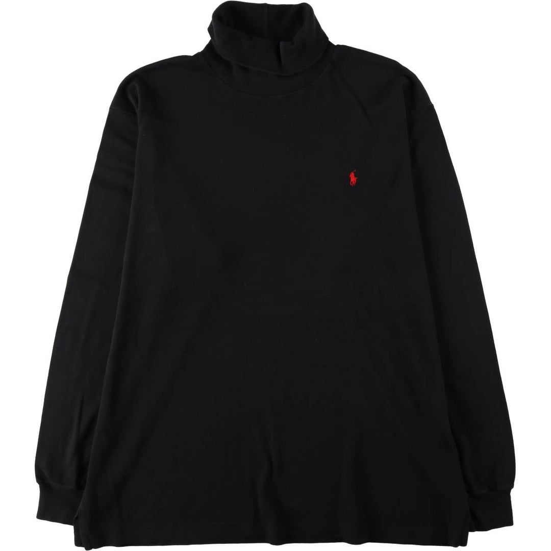 90'S Ralph Lauren POLO by Ralph Lauren turtleneck long-sleeve T-shirt, made in USA, men's size XL equivalent. cotton black type Vintage Second Hand