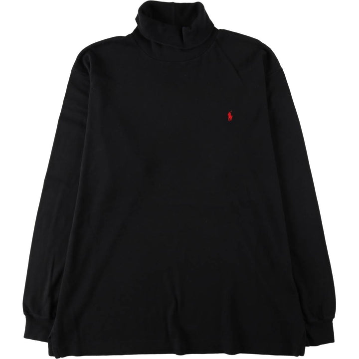 90'S Ralph Lauren POLO by Ralph Lauren turtleneck long-sleeve T-shirt, made in USA, men's size XL equivalent. cotton black type Vintage Second Hand