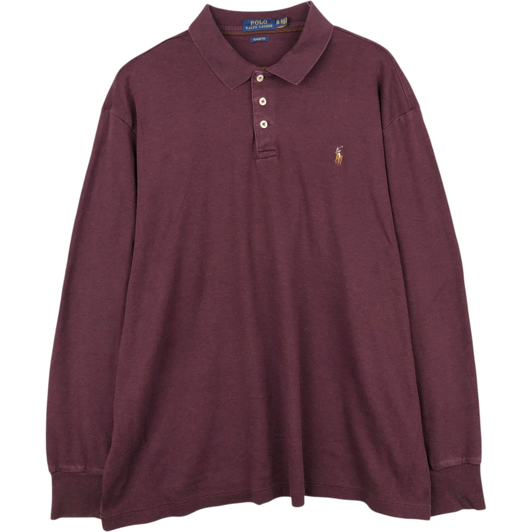 Ralph Lauren POLO RALPH LAUREN CLASSIC FIT long sleeve polo shirt men's XL equivalent cotton Purple type red-purple Vintage Second Hand