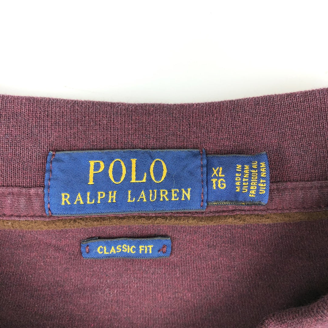 Ralph Lauren POLO RALPH LAUREN CLASSIC FIT long sleeve polo shirt men's XL equivalent cotton Purple type red-purple Vintage Second Hand