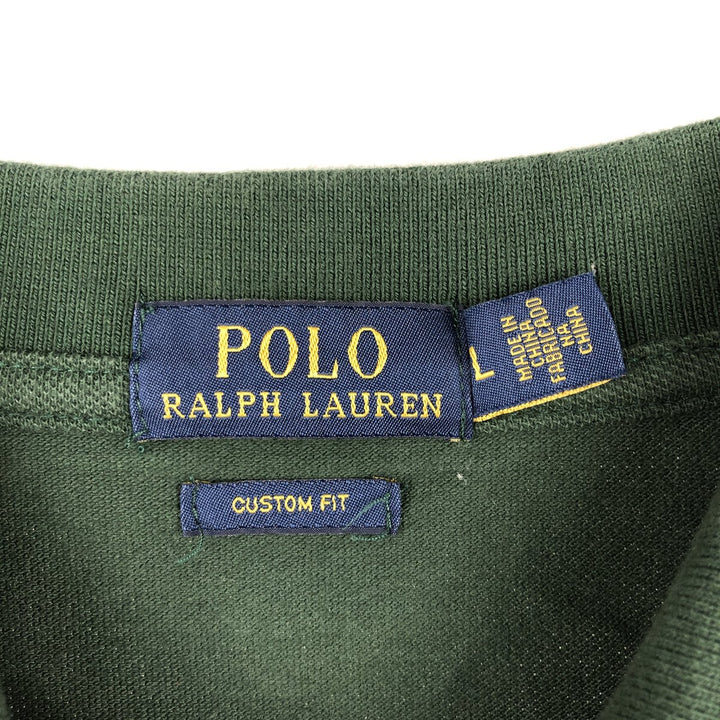 Ralph Lauren POLO RALPH LAUREN CUSTOM FIT long sleeve polo shirt men's size L cotton green type Vintage Second Hand