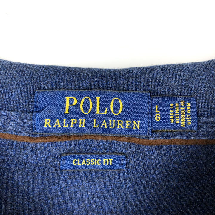 Ralph Lauren POLO RALPH LAUREN CLASSIC FIT long-sleeved polo shirt, men's size L cotton navy blue type Vintage Second Hand