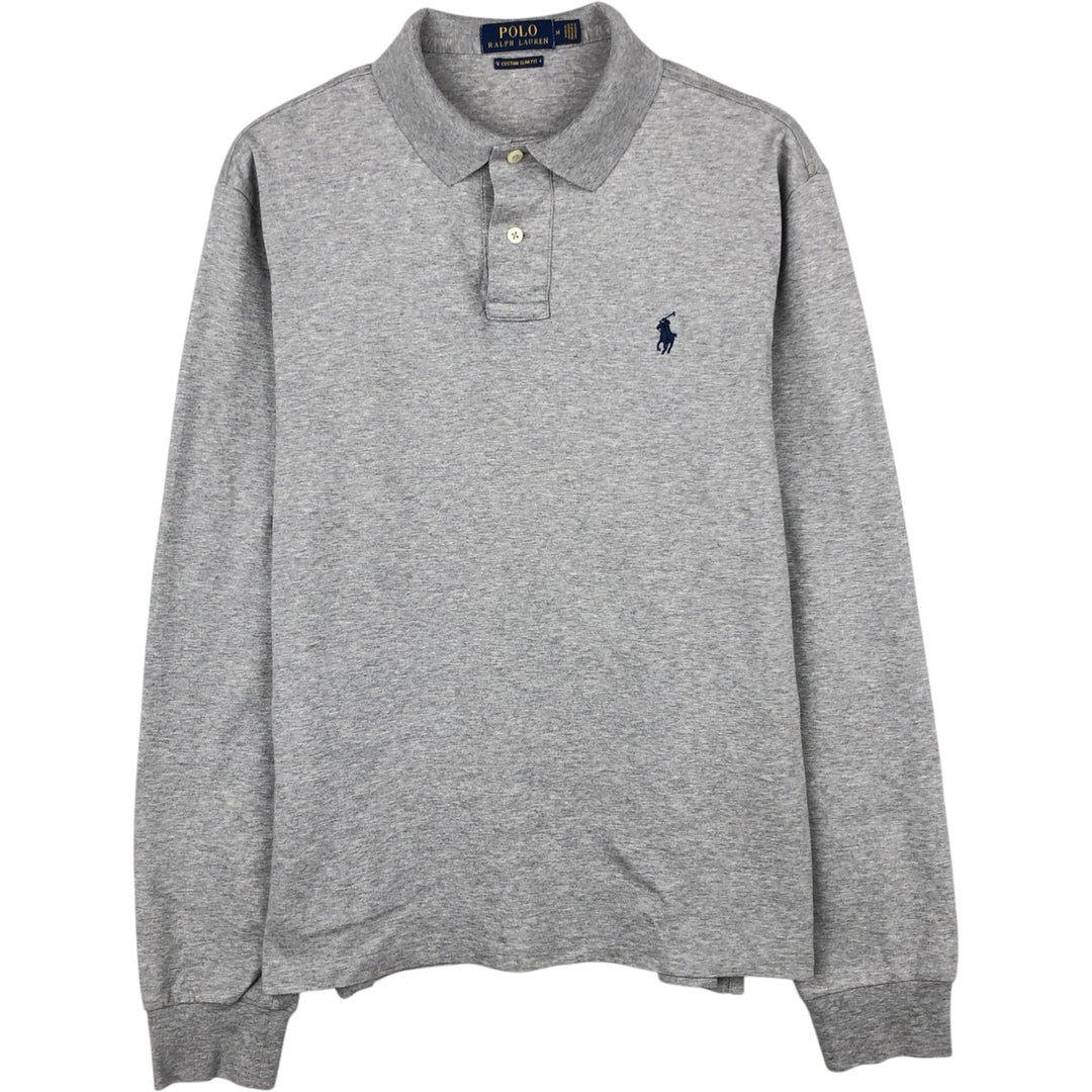 Ralph Lauren POLO RALPH LAUREN CUSTOM SLIM FIT long-sleeved polo shirt, men's size M unclear gray type Vintage Second Hand