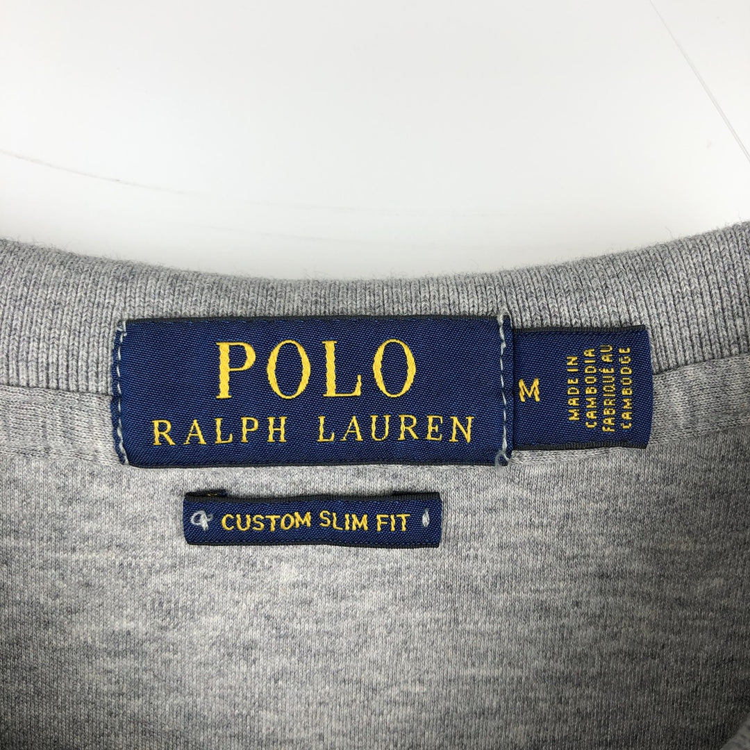 Ralph Lauren POLO RALPH LAUREN CUSTOM SLIM FIT long-sleeved polo shirt, men's size M unclear gray type Vintage Second Hand