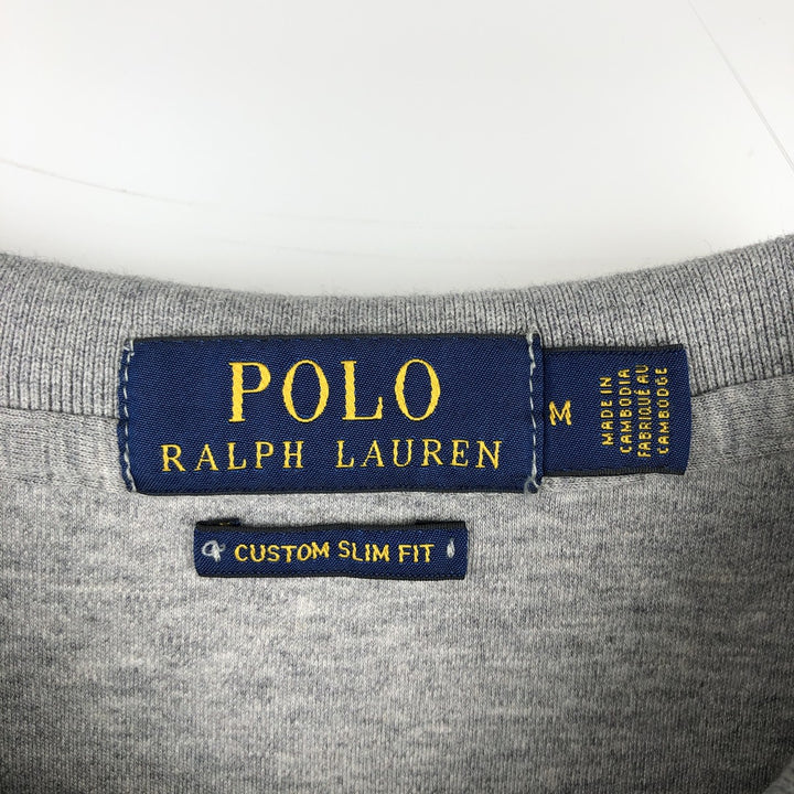 Ralph Lauren POLO RALPH LAUREN CUSTOM SLIM FIT long-sleeved polo shirt, men's size M unclear gray type Vintage Second Hand